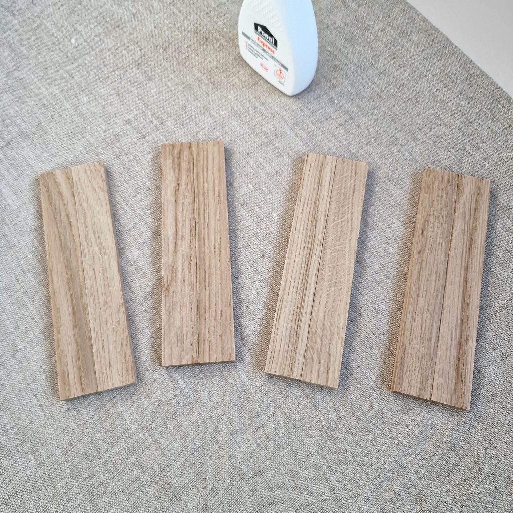 Material für Deko.Häuschen-DIY: Klötzchen, Leim und Deko