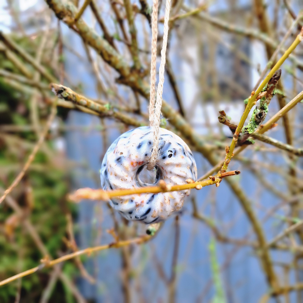 DIY Vogelfutter-Anhänger am Baum